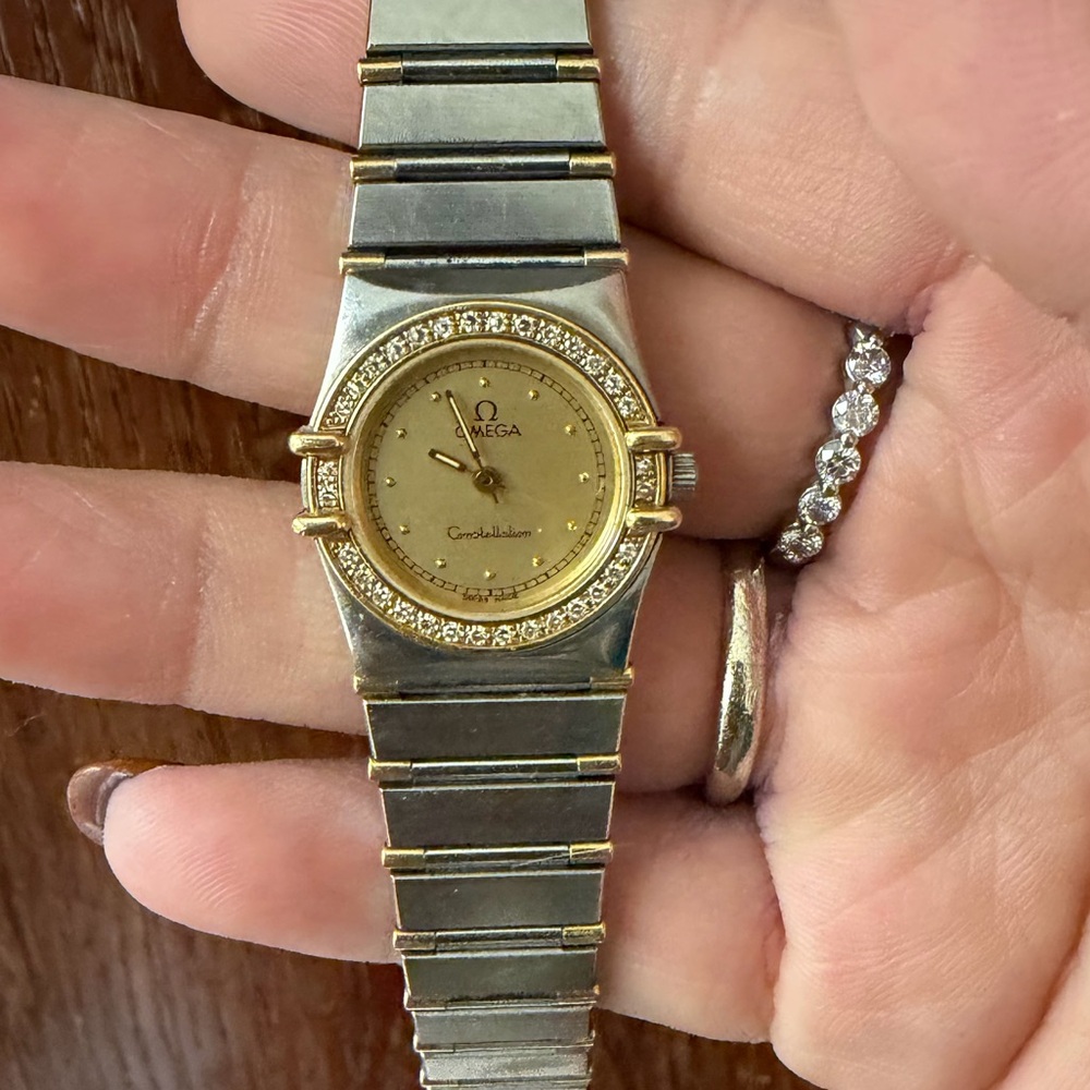 Omega Gold, Silver, and Diamond watch